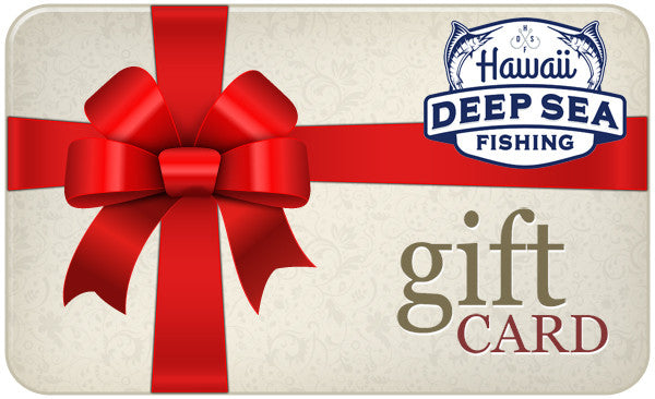 Hawaii Deep Sea Fishing gift card with a red bow